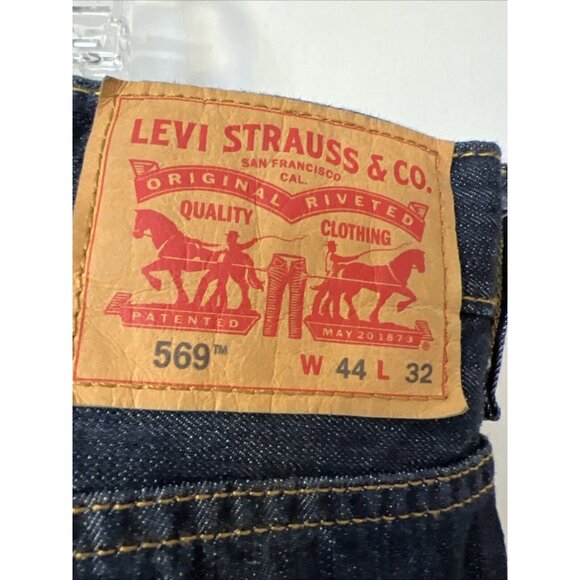 Levis 569 Loose Straight Mens Stretch Jeans 44X32 Dark‎ Blue - Picture 6 of 11
